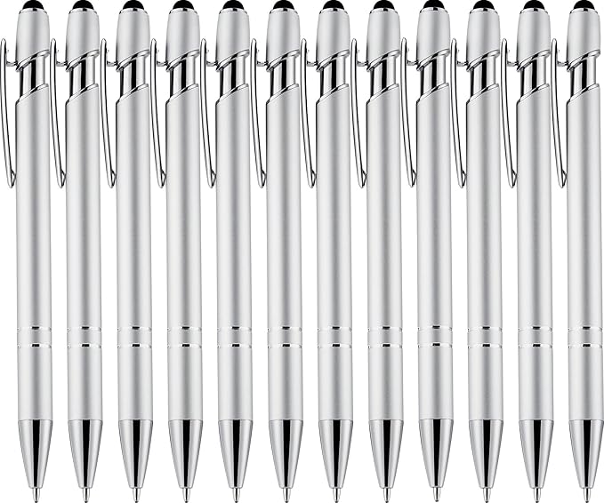 LINFANC 12 Pack Silver Ballpoint Pen by LINFANC