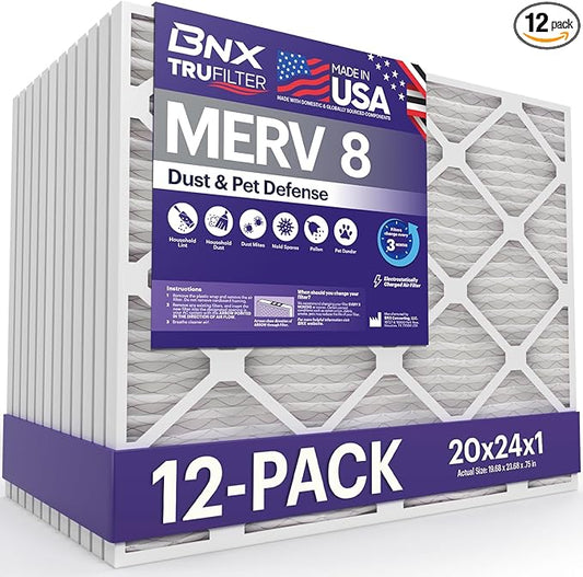 BNX TruFilter 20x24x1 Air Filter MERV 8 by BNX