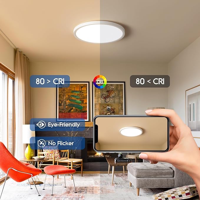 YELIOLED 6 Pack 12 Inch Slim Dimmable LED Flush Mount Ceiling Light Fixtures - Image 6