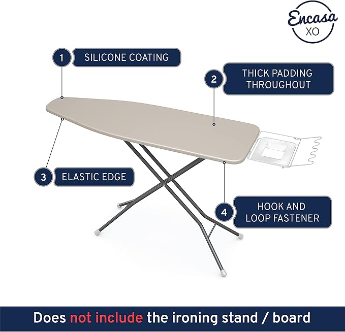 Encasa XO Ironing Board Cover and Pad 54"x18" - 4mm Felt X-Large Iron Board - Image 3