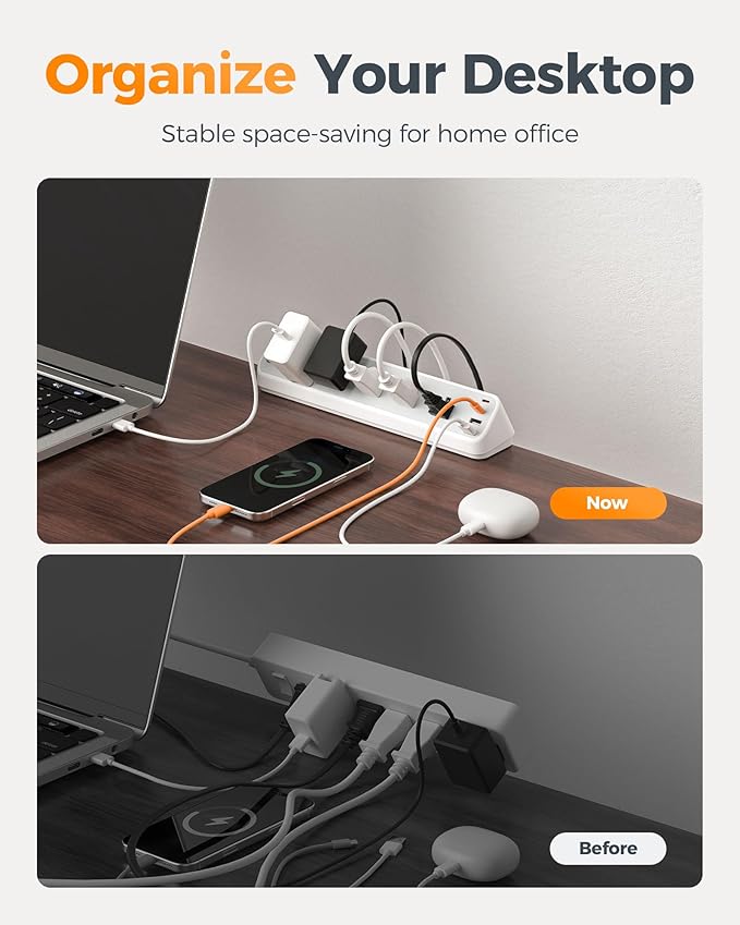 Desk Clamp Power Strip 10 Ft, TESSAN 2100J Surge Protector Desk Charging Station - Image 9