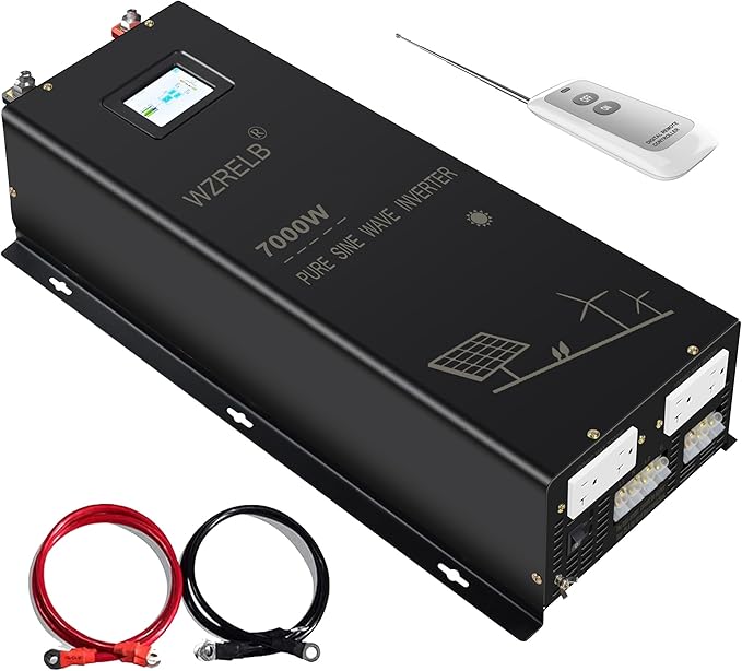 WZRELB 7000W 24V Pure Sine Wave Inverter, 24 Volt DC to AC 120V 240V Split by WZRELB
