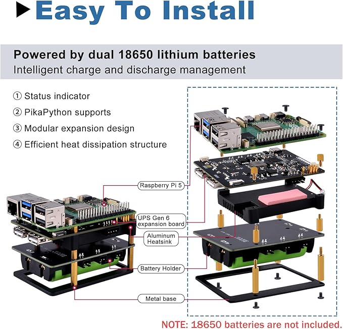 GeeekPi UPS Gen 6 Power Supply Uninterruptible UPS HAT - Image 3