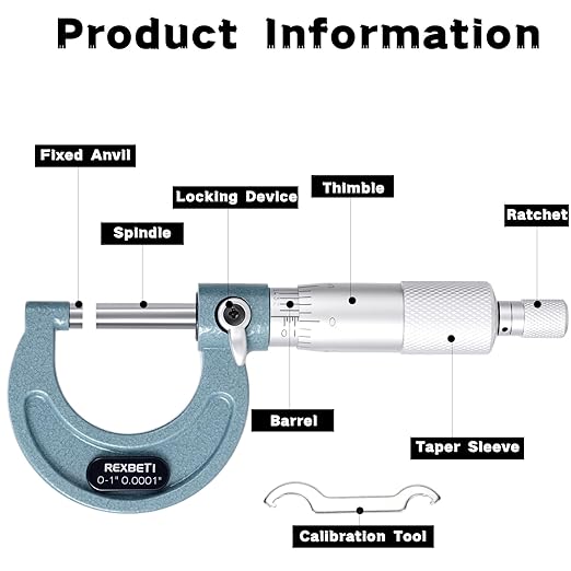 REXBETI Outside Micrometer, Ultra-Precision Carbide Tipped Measuring Tool Set - Image 2