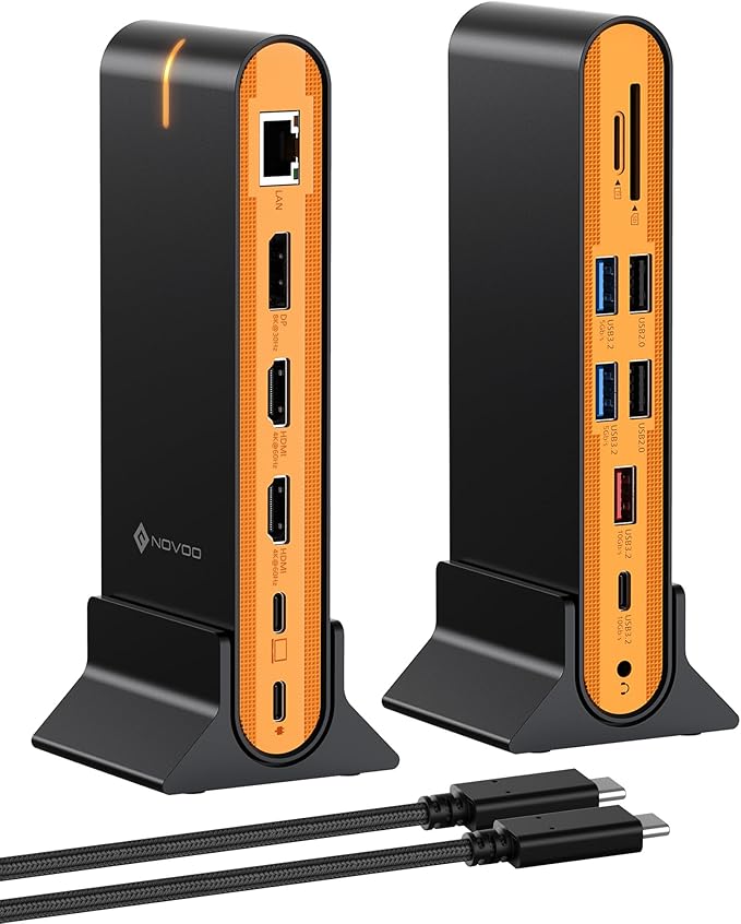 NOVOO Laptop Docking Station Dual Monitor, 15 in 1 Triple Display, 8K@30Hz DP - Image 8