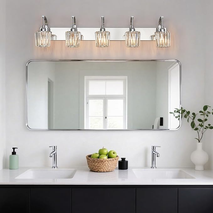 FDPBY Modern Bathroom Vanity Light, 5-Light Chrome Wall Sconce - Image 3