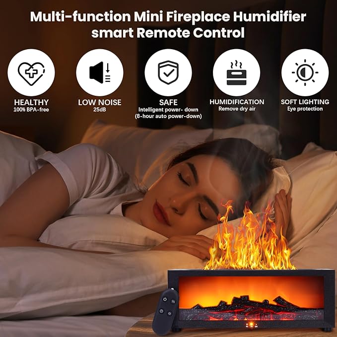 Fireplace Humidifier Diffuser, 7 Colors Flame Diffuser - Image 7