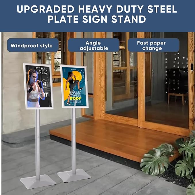 DISPLAYSWORKER Adjustable Heavy Duty Pedestal Sign holder floor Stand, sign - Image 6