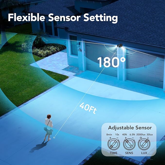 OREiN Motion Sensor Outdoor Lights, 3500LM 450° Adjustable Security Light - Image 4