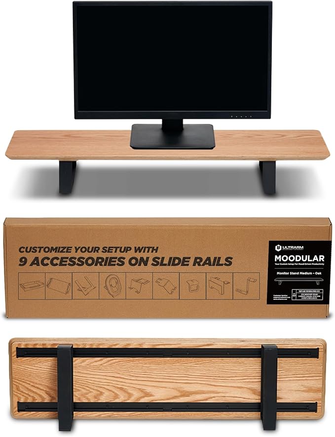 ULTRARM Moodular Wooden Monitor Stand 33.4” Desk Organizer by ULTRARM