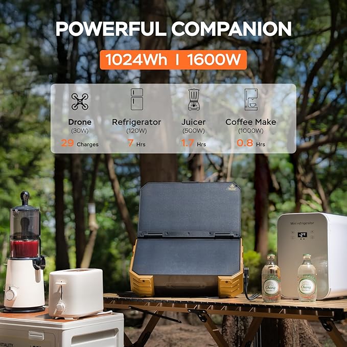 BLAVOR Portable Power Station 1600W, Built-in Solar Panel, 1024Wh LiFePO4 - Image 3