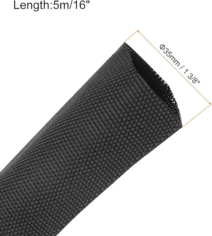 MECCANIXITY Braided Cable Sleeves Heat Shrinkable Fabric Sleeving, 1 3/8" 16ft - Image 2