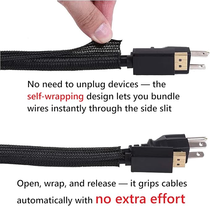 QCSIW 1/2" x 10ft Black/White Cable Sleeve - Image 2