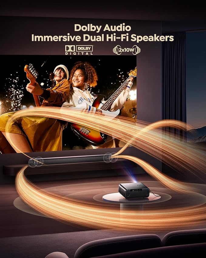 Smart Outdoor Projector with WiFi and Bluetooth, 800ANSI Movie Projector - Image 4