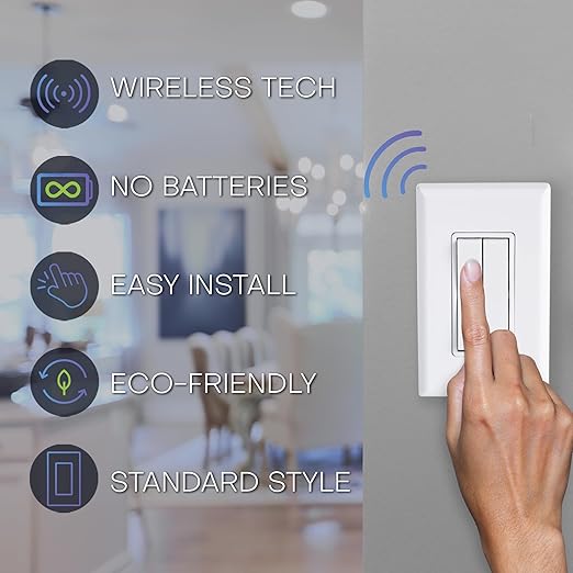 RunLessWire Fan & Light Battery-Free DIY Wireless Light Switch Kit 150ftRF - Image 5