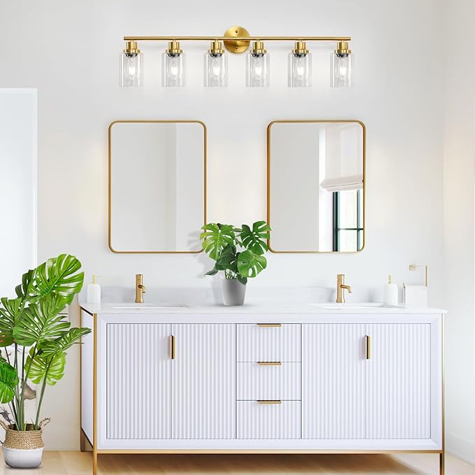 Guliaofo 6-Light E26 Gold Bathroom Vanity Lights, Modern Bathroom Light Fixtures - Image 7