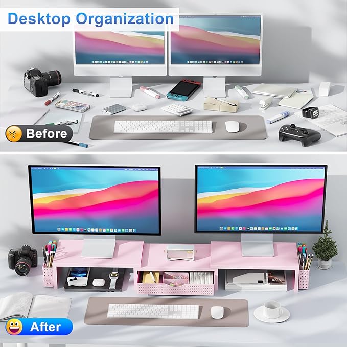 gianotter Dual Monitor Stand Riser, Desk Organizer - Image 2