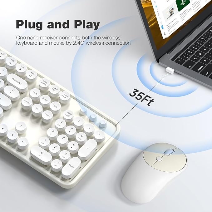 MOFII Wireless Keyboard and Mouse Combo, Computer Full Size 2.4G Plug and Play - Image 2