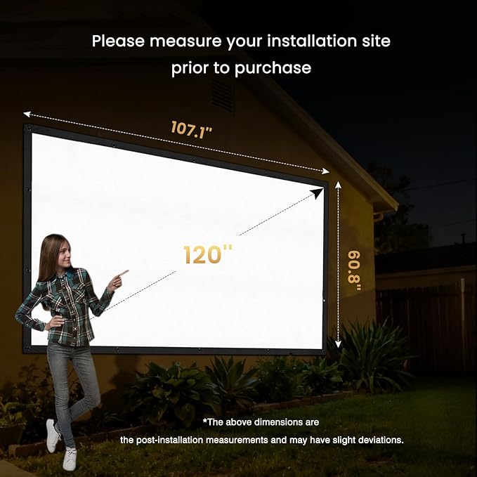 120 inch Projector Screen 2025 Upgraded- Black Backing, Straight Edges - Image 6