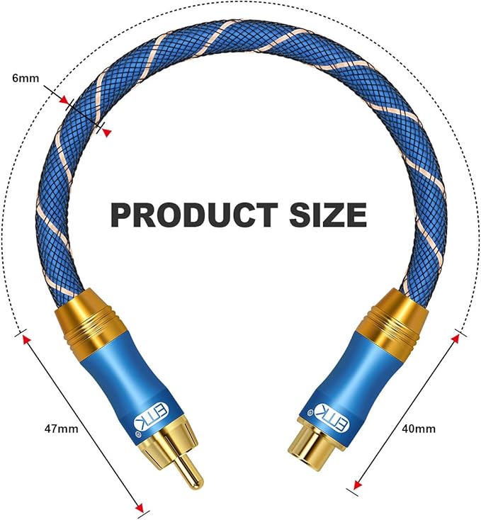 EMK Subwoofer Extension Cable Coaxial Male to Female Cable Gold Plated Copper - Image 7