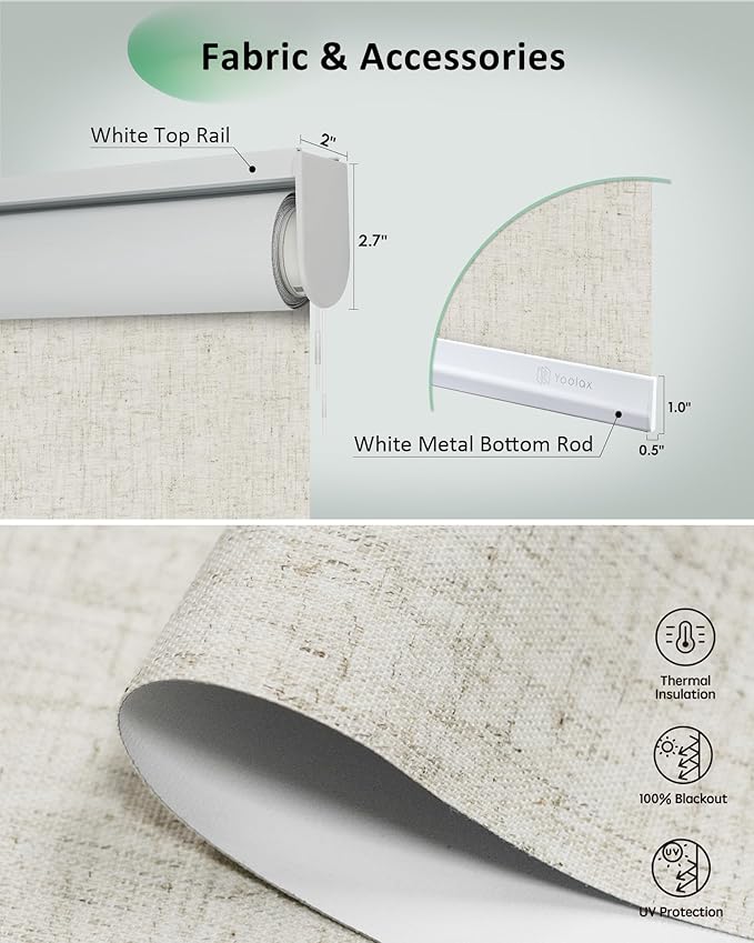 Yoolax Motorized Blinds App Control, Cordless Automatic Shades Roller Window - Image 5