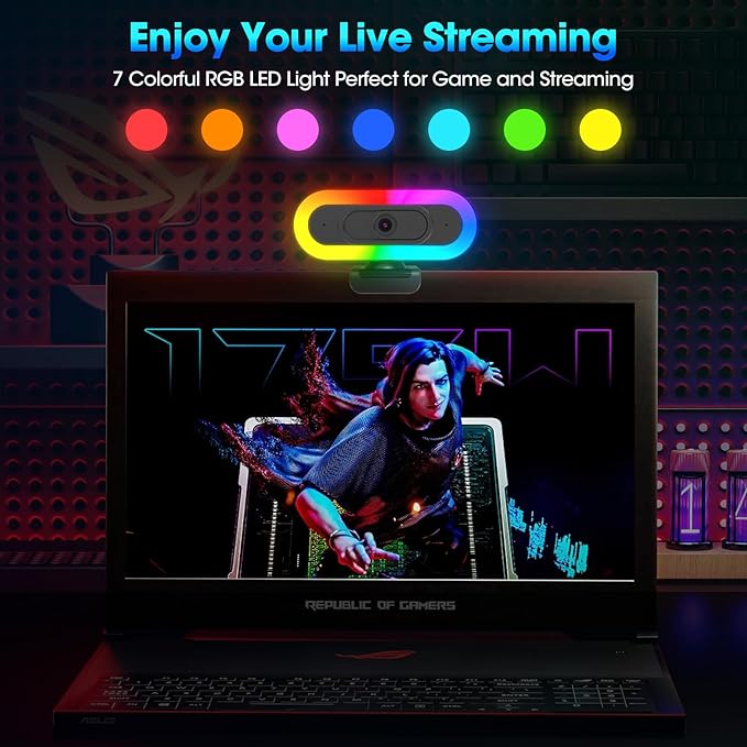 ToLuLu Streaming Webcam 2K 50FPS Web Cam, LED RGB Webcam - Image 7