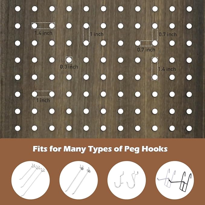 ECOMEX 4 Panel Room Divider, 5.6Ft Pegboard Display Wooden Room Divider Folding - Image 4