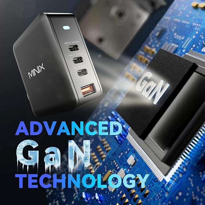 MINIX 165W USB C Charger, GaN II Charger PD3.1 Max 140W, Turbo 4-Port Charging - Image 9
