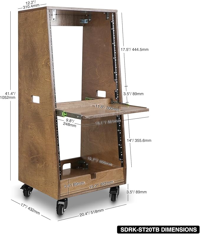 Sound Town DIY Slanted 20U Studio Rack, - Image 5