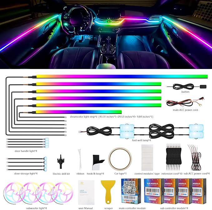 2026 Upgraded Car Ambient Lighting Kits Dreamcolor Acrylic Interior Car LED - Image 2