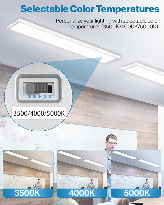 Sunco 12 Pack 1x4 LED Flat Panel Light, Dual Selectable CCT 3500K/4000K/5000K & - Image 4