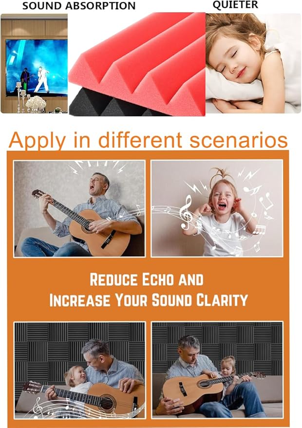 Acoustic Foams Panels 24 Pack 2" x 12"x 12" Sound Proof Foam Panels - Image 4