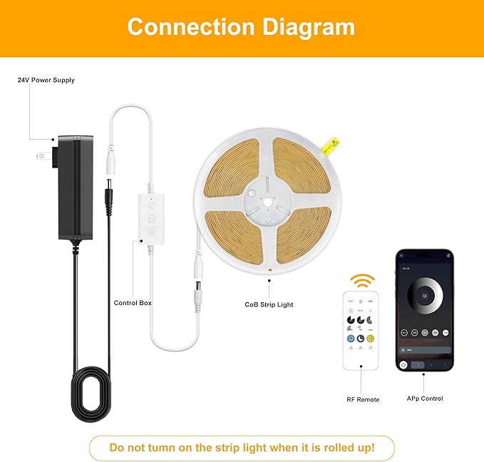 Pandery COB LED Strip Lights Warm White, 24V Dimmable led Light Strip KIT - Image 2