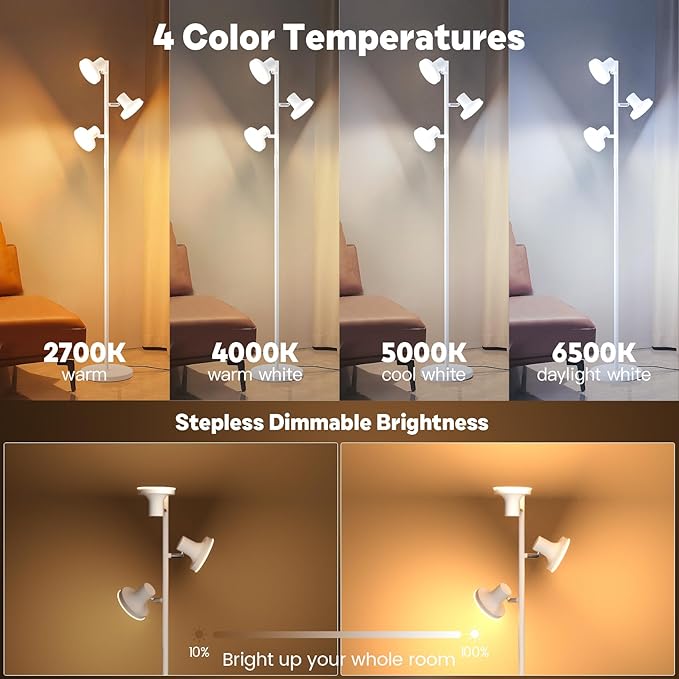 SIBRILLE 36W LED Tree Floor Lamp, Modern Dimmable Standing Lamp - Image 4
