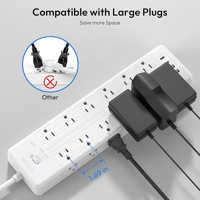 24 Widely Outlets Extension Cord 15 Ft NTONPOWER Long Extension Cord Surge - Image 4