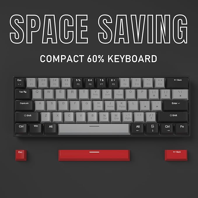 Camiysn 60% Mechanical Gaming Keyboard, Mixed Color Keycaps Gaming Keyboard - Image 3