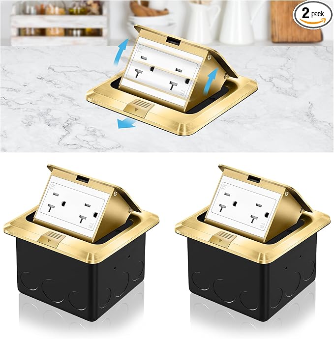 Vagueior Pop Up Floor Electrical Outlet Stainless Steel Box Kit, 20A TR by Vagueior