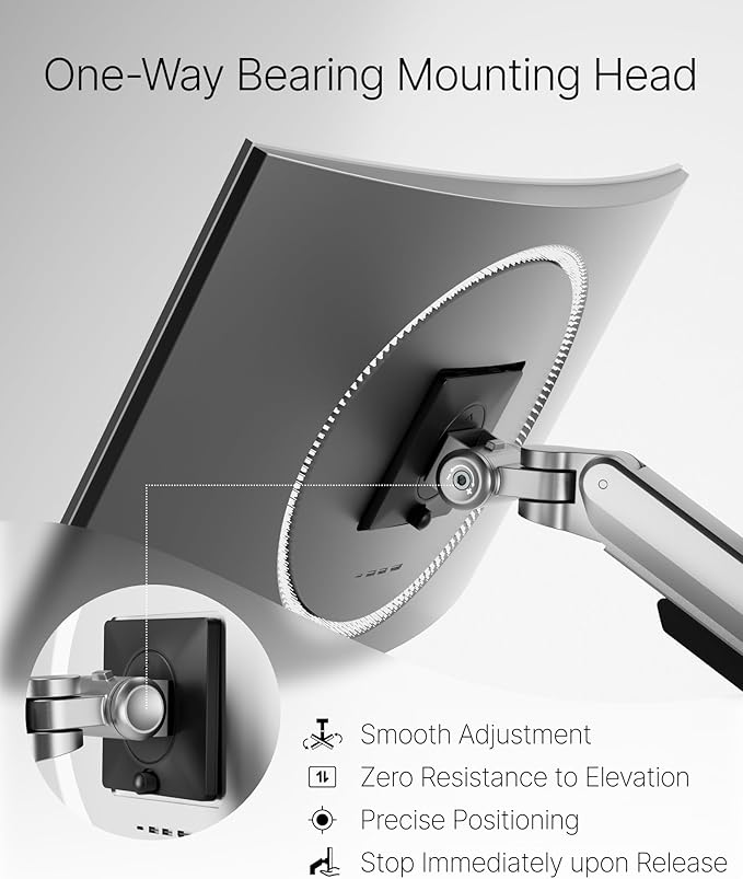 monTEK Deluxe Monitor Arm up to 40 Inch Holds 26.4 lbs Curved Screens Aluminum - Image 9