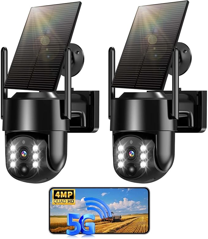 Solar Security Cameras Wireless Outdoor, 5G/2.4G Solar WIFI Cameras by Unknown