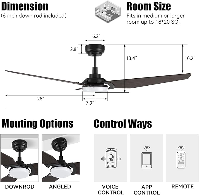 SMAAIR 56 Inch Smart Ceiling Fan - Image 3