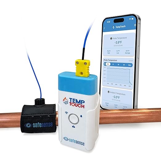 SafeSense TempTouch WiFi Pipe Clamp Temperature & Humidity Sensor – Smart by SAFESENSE