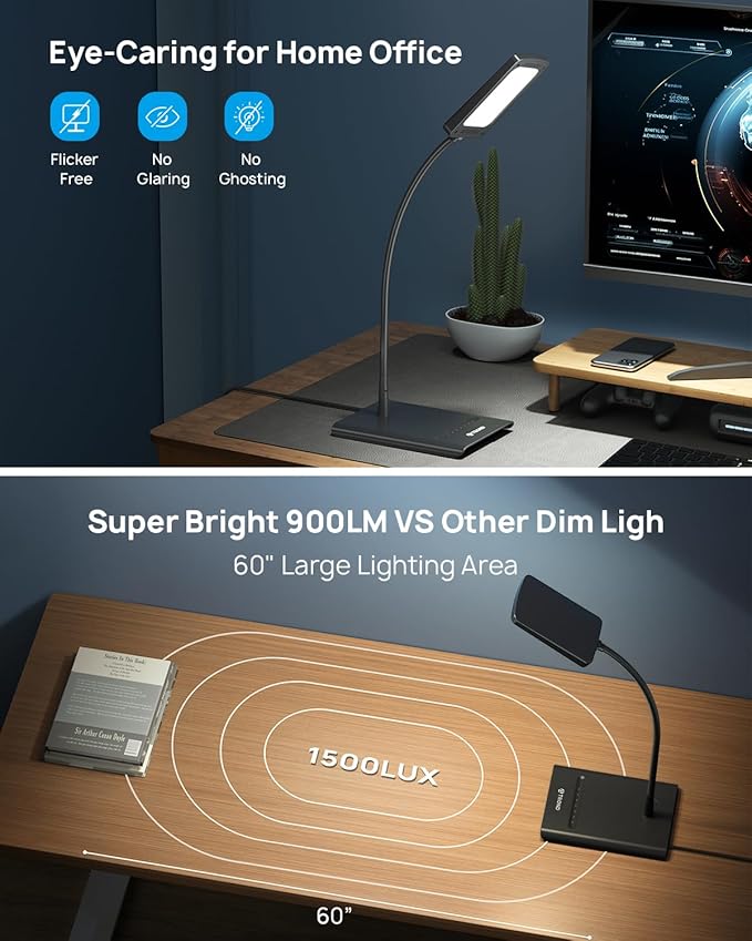 TROND Desk Lamp, Bright Dimmable Eye-Caring Table Lamp, 3 Color Modes 7 - Image 3