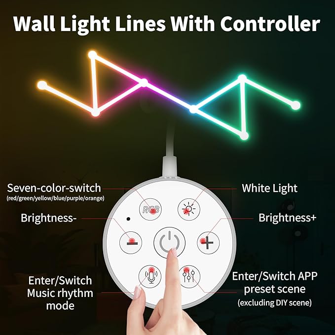 Phylosal Smart WiFi LED Wall Lights, 16M+ Color Dimmable Gaming Light Works - Image 2