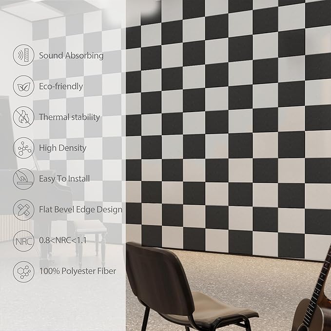 Amantech 12 Pack Acoustic Panels Self Adhesive Sound Proof Foam, High Density - Image 5