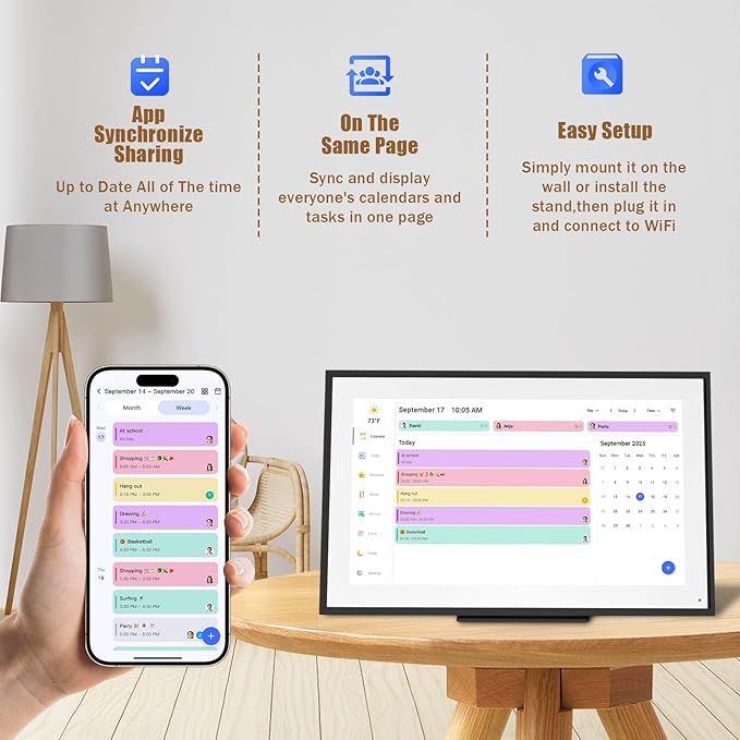 15.6-inch Wall Digital Calendar, Smart WiFi Calendar & Chore Chart, Full HD - Image 4