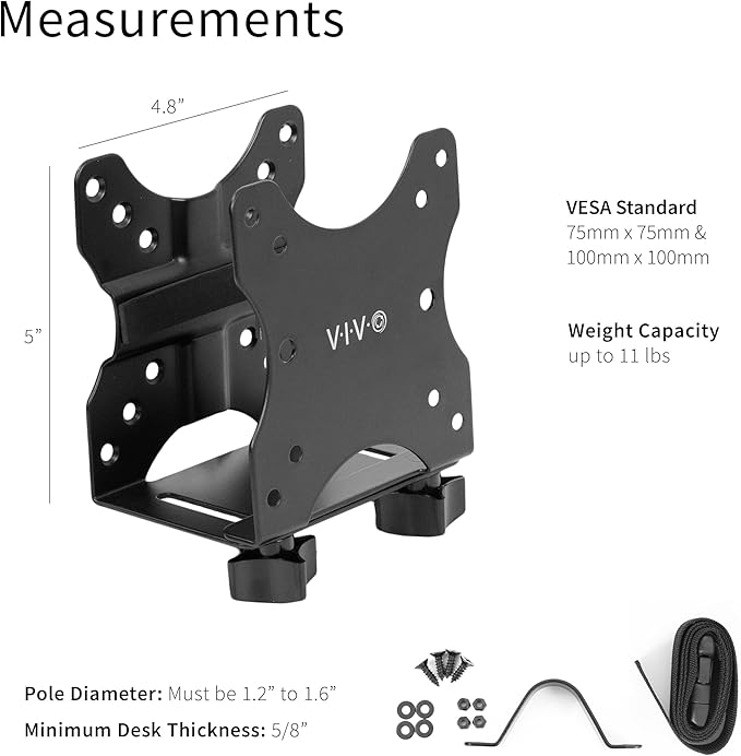 VIVO Adjustable Thin Client Mini PC Mount Bracket, CPU VESA Under Desk and - Image 6