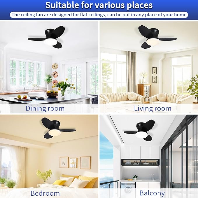 Glowall Small Ceiling Fan with Lights, Reversible Quiet DC Motor, 3 Blades - Image 7
