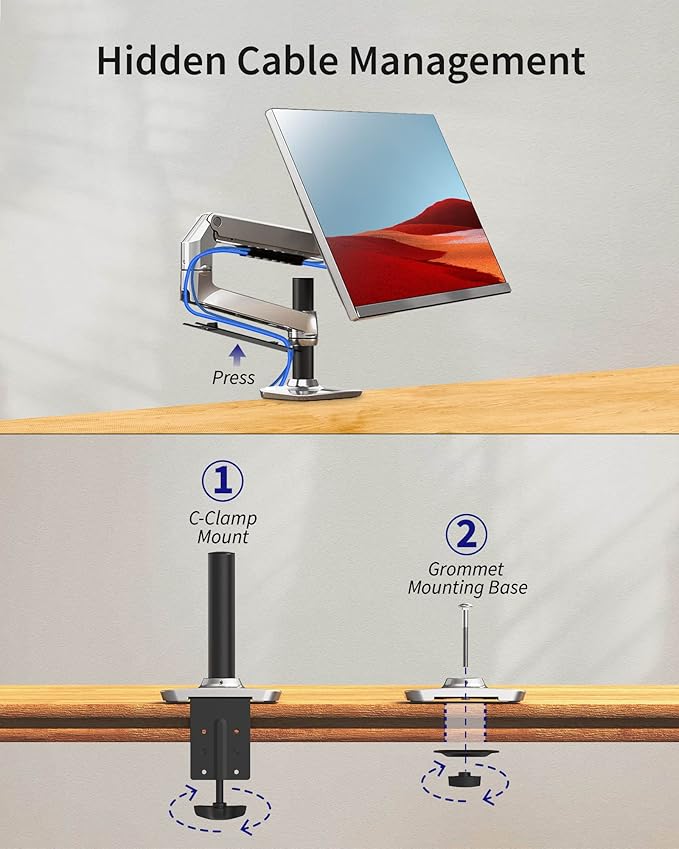Ergounion Single Monitor Arm Desk Mount, Holds Screens up to 40 Inches and 25 - Image 6