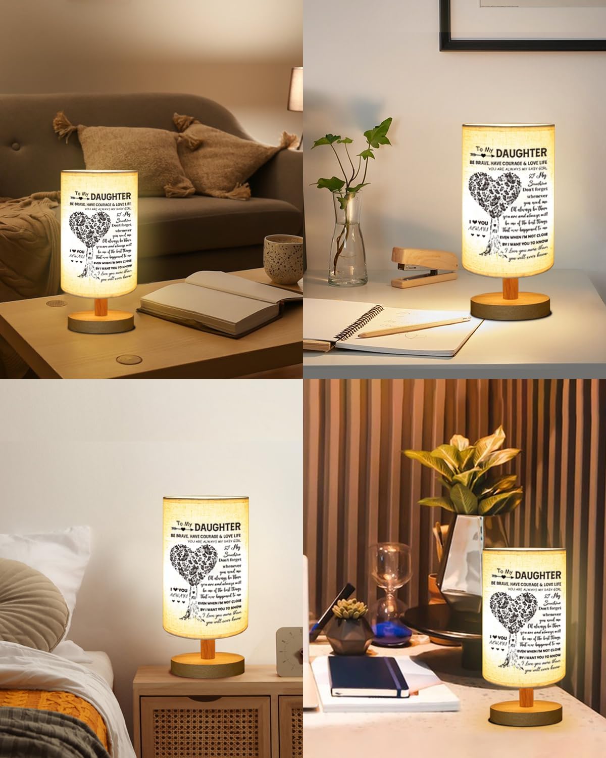 Daughter Gifts from Mom, to Daughter Table Lamp, Daughter Wedding Gifts | Daughter Gifts for Birthday Back to School, Bedside Table Lamp Gifts for Daughter Adult, Mother Daughter Gift
