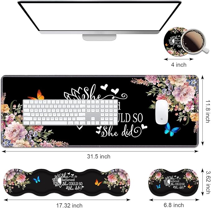 Ergonomic Keyboard Wrist Rest & Mouse Pad Wrist Rest Set, 31.5"x 11.8" Large - Image 2
